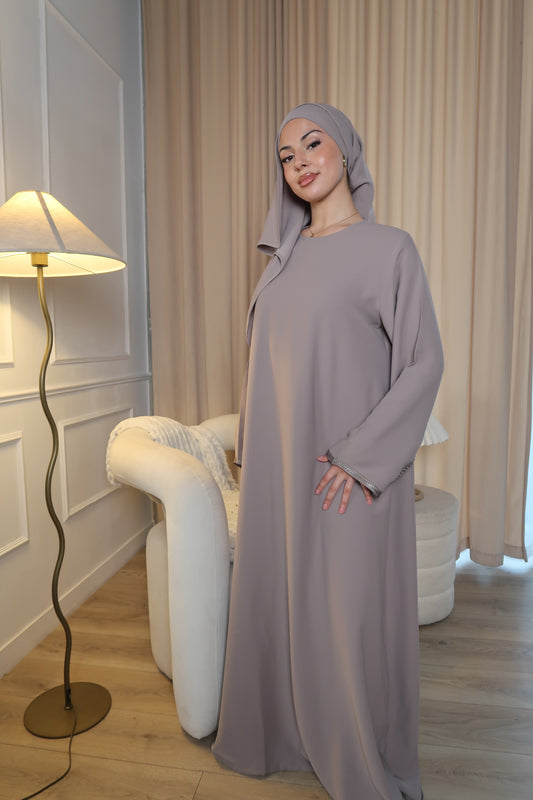 ABAYA SITR WITH MATCHING HIJAB - STONE GREY