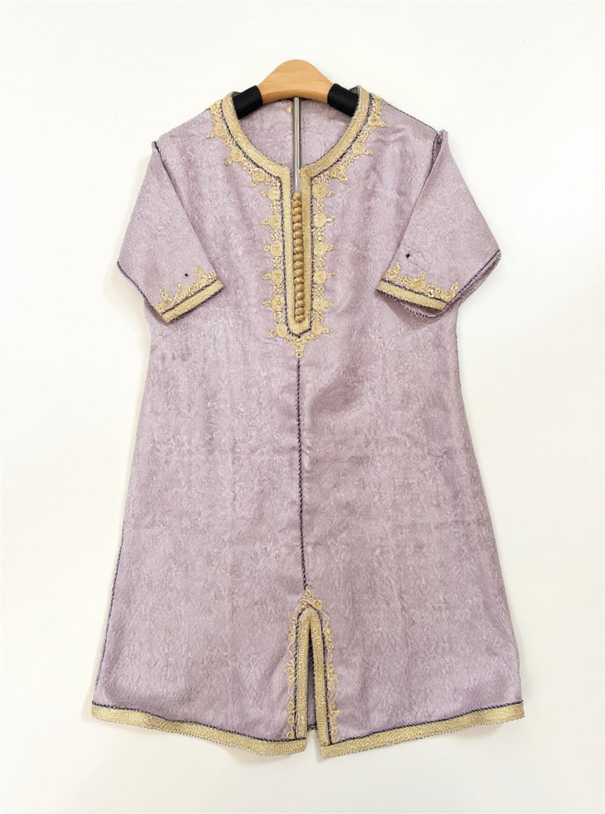 Lilac and gold Jacquard girl caftan