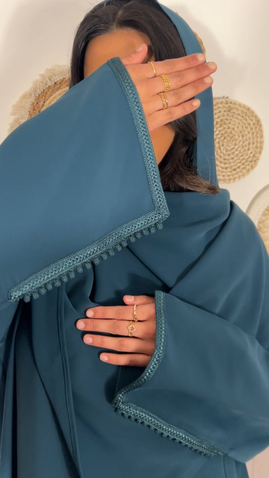 ABAYA SITR WITH MATCHING HIJAB - TEAL
