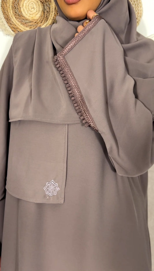 ABAYA SITR WITH MATCHING HIJAB - MAUVE