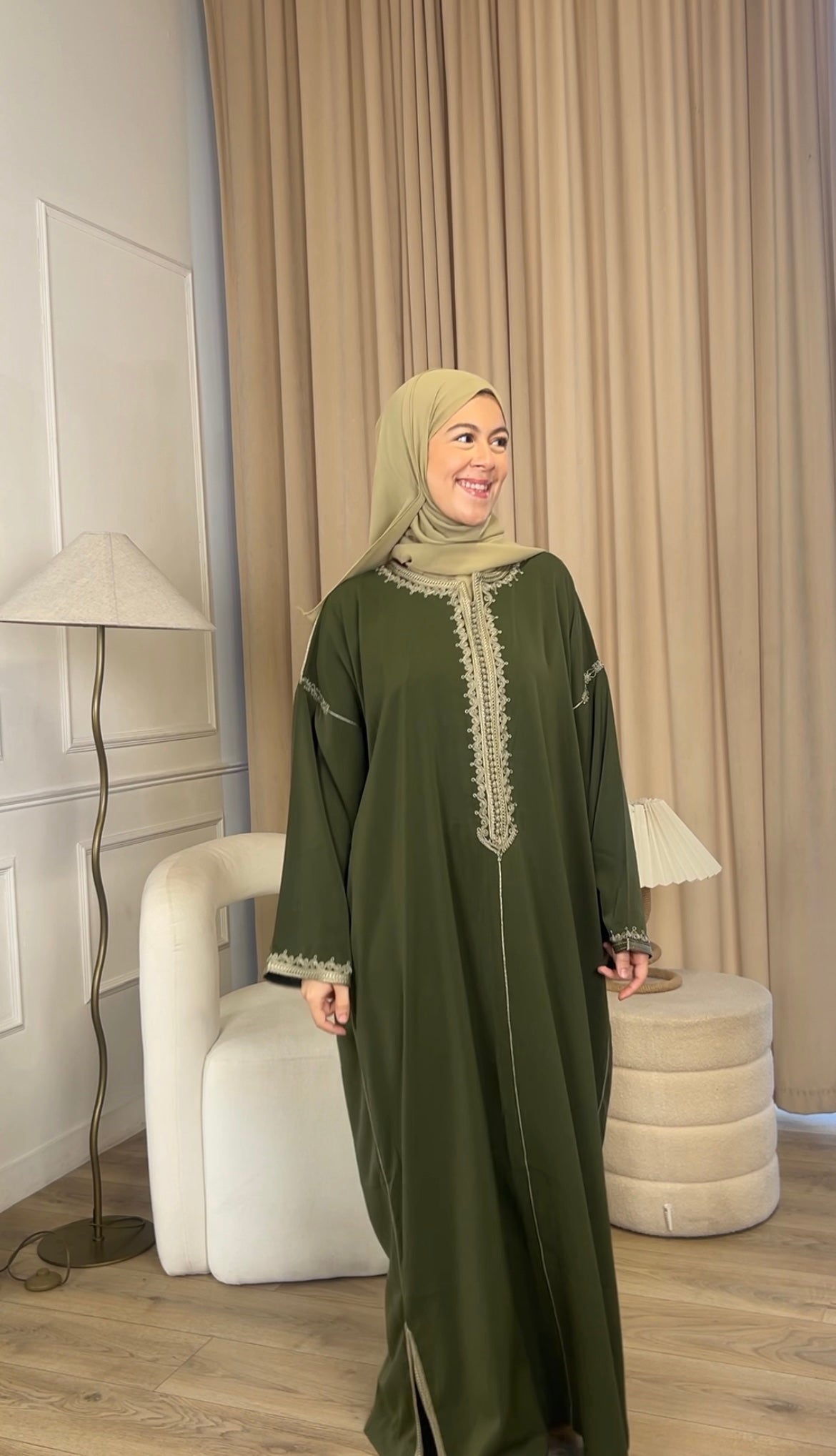 Autumn in Morocco Gandora Khaki (Embroidery)