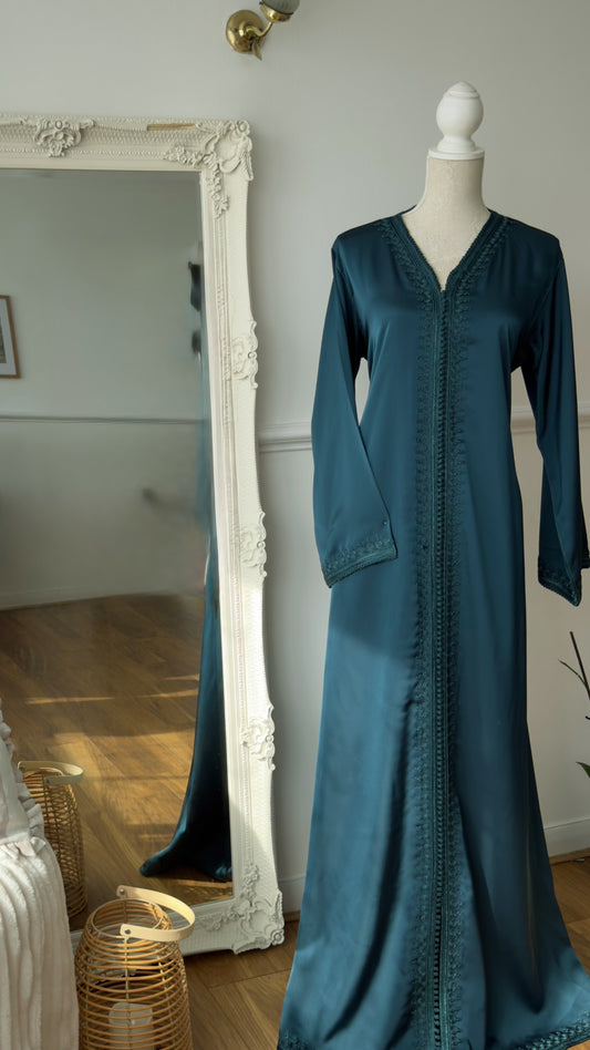 Deep Teal Drap De Soie Caftan Plus size