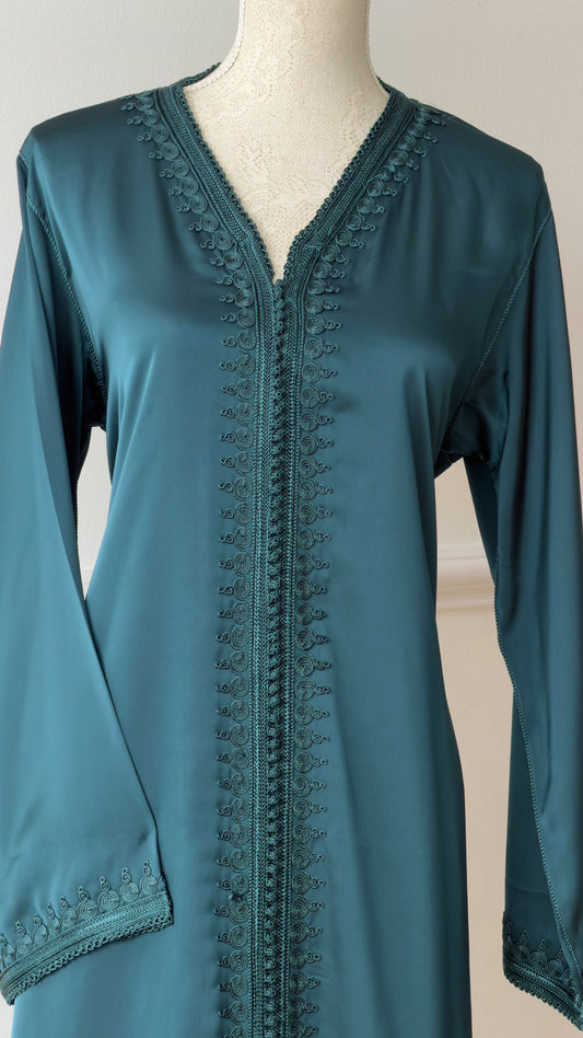 Deep Teal Drap De Soie Caftan Plus size